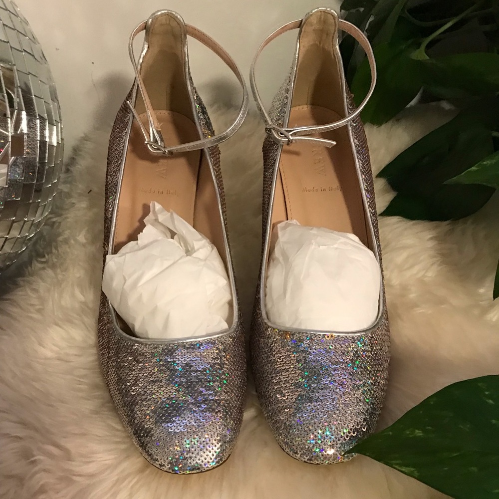 NWT J.Crew Sophia Pumps in Gold White Glitter 9M